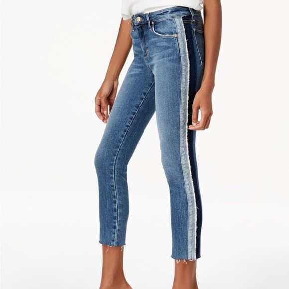 Joe's Jeans Icon Mid Rise Skinny Crop Tapered Striped Jeans in Madera Size 24 - Picture 1 of 10